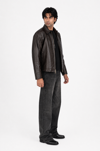 BOXY FIT LEATHER JACKET